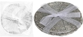 JΚ Home Décor - Σουβέρ Χάντρινο Ασημί S/4 11.5cm