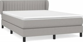 vidaXL Κρεβάτι Boxspring με Στρώμα Ανοιχτό Γκρι 140x200 εκ. Υφασμάτινο