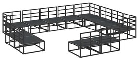 vidaXL Σετ Καναπέ Κήπου με μαξιλάρι 12 pcs Μαύρο Αλουμίνιο