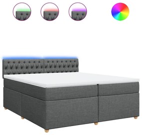 vidaXL Κρεβάτι Boxspring με Στρώμα Σκούρο Γκρι 200x200 εκ. Υφασμάτινο