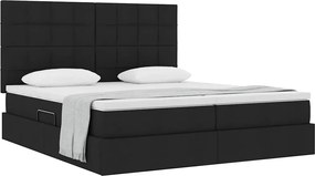 vidaXL Κρεβάτι Αποθήκης με στρώμα Μαύρο 200 x 200 cm Τεχνητό Δέρμα