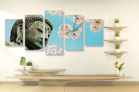 Εικόνα 5 τμημάτων Άγαλμα του Βούδα δίπλα στην κερασιά - 200x100