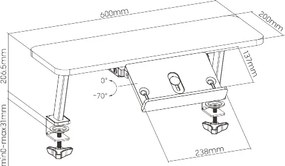 BRATECK ράφι παιδικού γραφείου E611 με βάση βιβλίου, 60x214x295mm, λευκό