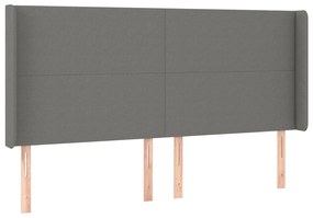 Κεφαλάρι Κρεβατιού LED Σκούρο Γκρι 203x16x118/128εκ. Υφασμάτινο 3123791