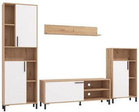 TV Composition Cantal Artisan Oak - White Lacquer 279x38x192 cm