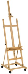 Καβαλέτο, Artist Easel, Ρυθμιζόμενο Ύψος, 4 Τροχοί, Φυσικό + Μαύρο