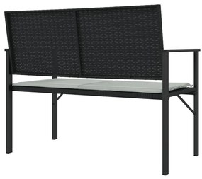 vidaXL Παγκάκι Κήπου Διθέσιο Μαύρο από Συνθετικό Ρατάν με Μαξιλάρι