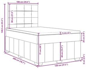 Κρεβάτι Boxspring με Στρώμα Taupe 120x200 εκ. Υφασμάτινο - Μπεζ-Γκρι