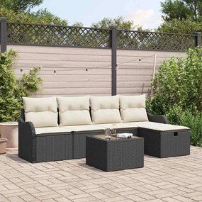 vidaXL Σετ Καναπέ Κήπου 6 pcs Μαύρο και κρεμ 231 x 117 x 85 εκ