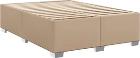 vidaXL Κρεβάτι Boxspring με Στρώμα Καπουτσίνο 140x190εκ.από Συνθ.Δέρμα