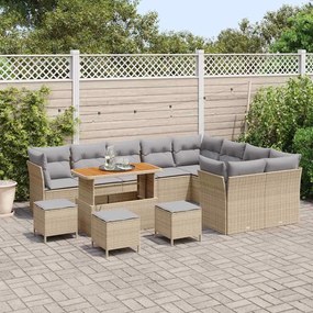vidaXL Σετ Καναπέ Κήπου 13 pcs Μπεζ συνθετικό ρατάν