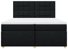 vidaXL Κρεβάτι Boxspring με Στρώμα Μαύρο 200x200 εκ. Υφασμάτινο