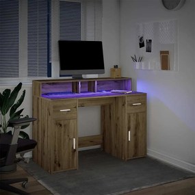 vidaXL Γραφείο με LED Αρτισιανή Δρυς 120x55x91 εκ. Επεξεργασμένο Ξύλο
