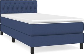 vidaXL Κρεβάτι Boxspring με Στρώμα Μπλε 90x190 εκ.Υφασμάτινο