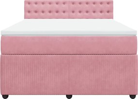 vidaXL Κρεβάτι Boxspring με Στρώμα Ροζ 140x190 εκ. Βελούδινο
