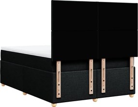 vidaXL Κρεβάτι Boxspring με Στρώμα Μαύρο 140x200 εκ. Υφασμάτινο