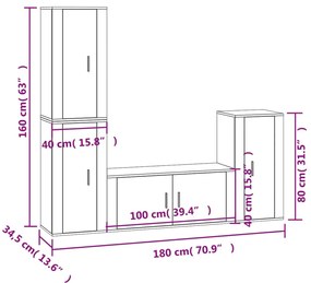 vidaXL Σετ Επίπλων Τηλεόρασης 4 Τεμ. Γκρι Sonoma Επεξεργασμένο Ξύλο