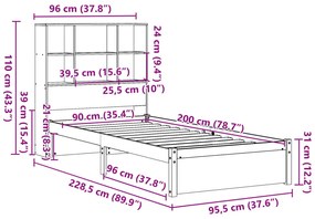 ΚΡΕΒΑΤΙ ΒΙΒΛΙΟΘΗΚΗ ΧΩΡΙΣ ΣΤΡΩΜΑ 90X200 ΕΚ ΜΑΣΙΦ ΞΥΛΟ ΠΕΥΚΟΥ 3322997