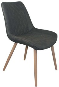 Καρέκλα Morgan ΕΜ169,5 53x61x86cm Grey-Natural Μέταλλο,Τεχνόδερμα