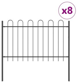 vidaXL Γκρι Φράχτης Κήπου με Hoop Κορυφή - 13.6 x 0.8 μ Σίδηρος