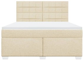 Κρεβάτι Boxspring με Στρώμα Κρεμ 180x200 εκ. Υφασμάτινο - Κρεμ