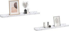 vidaXL Ράφι Τοίχου Επιτοίχιο 2 pcs Λευκό Μάρμαρο 60 x 9 x 3 cm