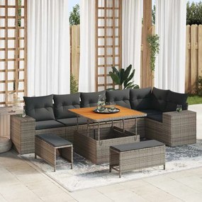 vidaXL Σετ Καναπέ Κήπου 9 pcs Γκρι συνθετικό ρατάν