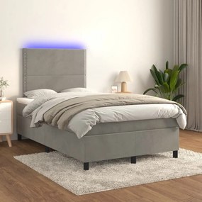 ΚΡΕΒΑΤΙ BOXSPRING ΜΕ ΣΤΡΩΜΑ &amp; LED ΑΝ.ΓΚΡΙ 120X200 ΕΚ. ΒΕΛΟΥΔΙΝΟ 3136053