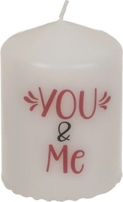 Κερί Κύλινδρος ‘You & Me’ Λευκό 6x8cm