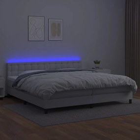 ΚΡΕΒΑΤΙ BOXSPRING ΜΕ ΣΤΡΩΜΑ &amp; LED ΛΕΥΚΟ 200X200 ΕΚ. ΣΥΝΘ. ΔΕΡΜΑ 3134244