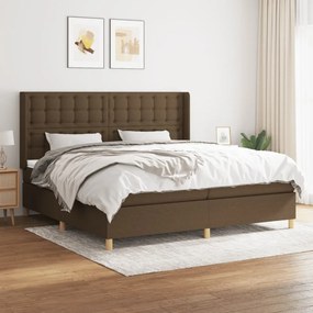 vidaXL Κρεβάτι Boxspring με Στρώμα Σκούρο Καφέ 200x200 εκ. Υφασμάτινο