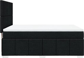 vidaXL Κρεβάτι Boxspring με Στρώμα Μαύρο 140x190 εκ. Υφασμάτινο
