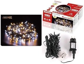 200 Χριστουγεννιάτικα Λαμπάκια LED Θερμό + Ψυχρό Λευκό 13Μ Εξωτερικού χώρου σε Σειρά με Πράσινο Καλώδιο Arrango AN77202