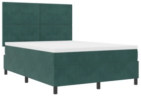 vidaXL Κρεβάτι με Στρώμα σε Σκούρο Πράσινο 140x200 εκ Βελούδο