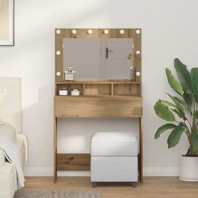vidaXL Τουαλέτα με LED Φώτα Ξύλο Artisan 79x41x135 εκ.