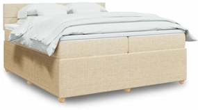 vidaXL Κρεβάτι Boxspring με Στρώμα Κρεμ 200x200 εκ. Υφασμάτινο