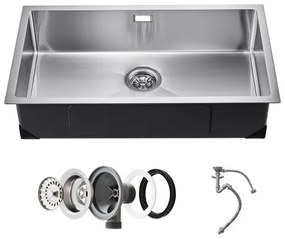 VEVOR 76cm Kitchen Sink Undermount Single Bowl Drop-In Basin Stainless Steel Bar