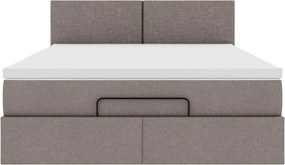vidaXL Κρεβάτι-Μπαλκόνι με Στρώμα, Ύφασμα 140x190 εκ., Μπεζ