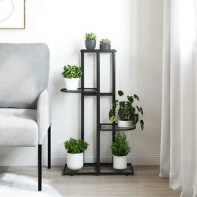 vidaXL Ανθοστήλη 4 Επιπέδων Μαύρη 43 x 22 x 76 εκ. Μεταλλική