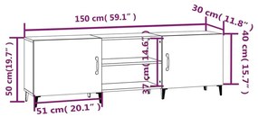 Έπιπλο Τηλεόρασης Μαύρο 150x30x50 εκ. Επεξεργασμένο Ξύλο - Μαύρο