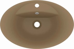 vidaXL Νιπτήρας με Υπερχείλιση Οβάλ Κρεμ Ματ 58,5x39 εκ. Κεραμικός