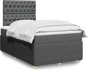 vidaXL Κρεβάτι Boxspring με Στρώμα Σκούρο Γκρι 120x200 εκ. Υφασμάτινο
