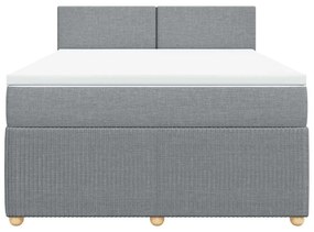 vidaXL Κρεβάτι Boxspring με Στρώμα Ανοιχτό Γκρι 140x200 εκ. Υφασμάτινο