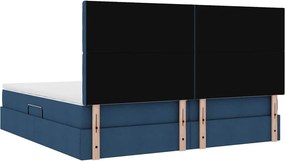 vidaXL LED Κρεβάτι αποθήκευσης με στρώμα Μπλε 200 x 200 cm Ύφασμα