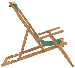 Καρέκλα Παραλίας Πτυσσόμενη Πράσινη από Μασίφ Ξύλο Teak - Πράσινο