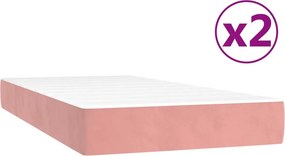 vidaXL Κρεβάτι Boxspring με Στρώμα Ροζ 200x200 εκ. Βελούδινο