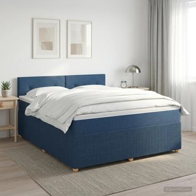 vidaXL Κρεβάτι box spring με στρώμα Μπλε 180 x 200 cm Ύφασμα