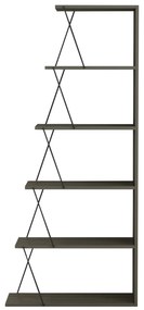 Βιβλιοθήκη Μίνι Tars Olive Grey Με Μαύρες Βέργες 65x22-24x146Υεκ.