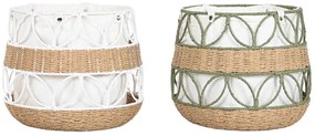 Διακοσμητικό Καλάθι Home ESPRIT Λευκό Πράσινο Φυσική ίνα (x2)
