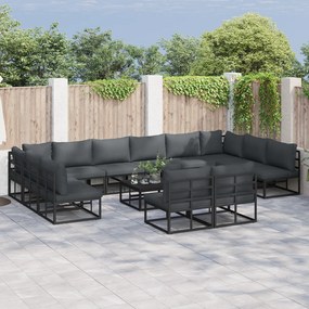 vidaXL Σετ Καναπέ Κήπου 13 pcs Μαύρο 70 x 70 x 32 εκ Αλουμίνιο
